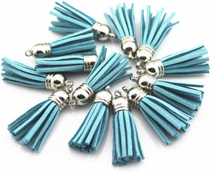 Tassel Charms Tassel Pendants Tassel Kit Faux Suede Tassels Turquoise Tassels Diffuser Pendants Diffuser Charms BULK Charms 40pcs 1.5