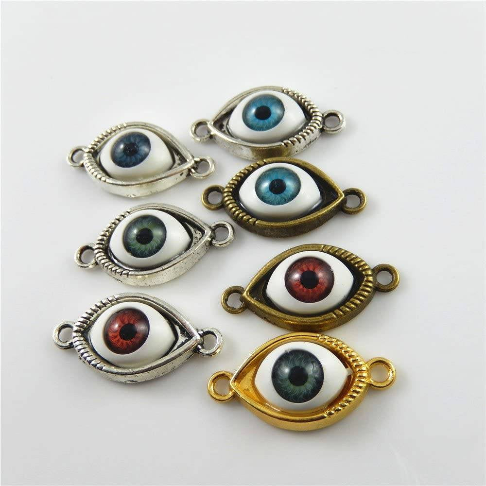 Eye Pendant Connectors Evil Eye Charms Assorted Set Link Charms Mix 6pcs 30mm