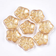 Load image into Gallery viewer, Glass Flower Beads Electroplated Glass Light Tan Beads Burlywood Floral Jewelry Supplies 14mm Beads 10pcs