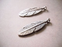 Load image into Gallery viewer, Feather Charms Silver Feather Charms Feather Pendants Silver Feathers Western Charms Silver Feather Charm 10 pieces