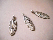 Load image into Gallery viewer, Feather Charms Silver Feather Charms Feather Pendants Silver Feathers Western Charms Silver Feather Charm 10 pieces