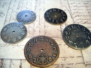 Clock Face Watch Face Clock Parts Assorted Pendants Charms Copper Silver Bronze-5pcs Steampunk Clock Pieces Cabochons
