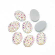 Load image into Gallery viewer, Oval Cabochons Resin Flatbacks Clear Oval Cabochons Sparkle Flat Backs Oval Flatbacks 18x13 Cabochons 10pcs