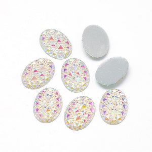 Oval Cabochons Resin Flatbacks Clear Oval Cabochons Sparkle Flat Backs Oval Flatbacks 18x13 Cabochons 10pcs