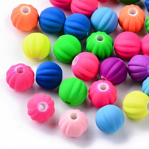 Rubber Beads Rubberized Acrylic Beads Bulk Beads Corrugated Beads Mix 8mm Beads Rainbow Beads 50pcs
