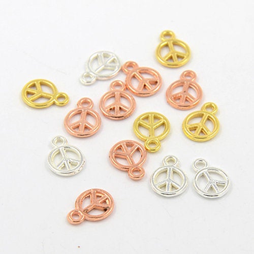 Peace Sign Charms Peace Charms Assorted Charms Set Rose Gold Charms Silver Peace Charms BULK Charms Wholesale Supplies 100pcs