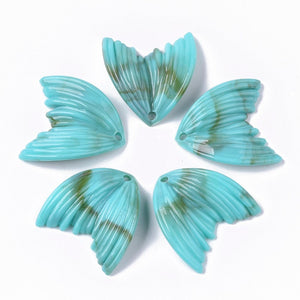 Butterfly Wing Charms Mermaid Tail Charms Teal Charms Turquoise Mermaid Pendants Butterfly Pendants 25mm 6pcs