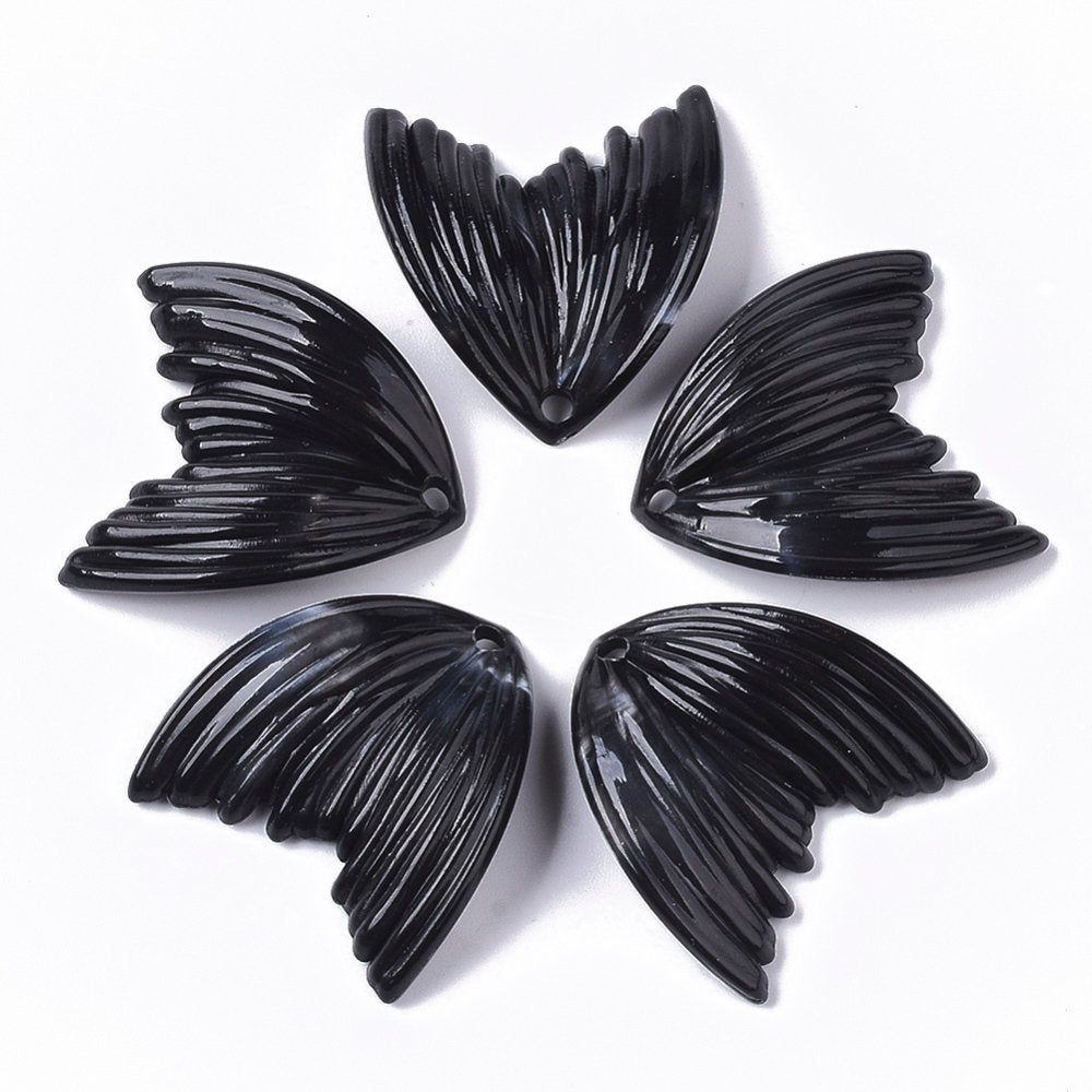 Butterfly Wing Charms Mermaid Tail Charms Black Charms Turquoise Mermaid Pendants Butterfly Pendants 25mm 6pcs