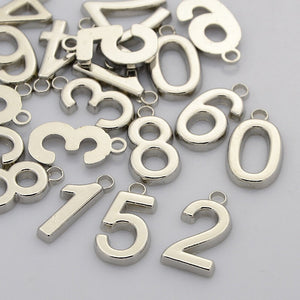 Number Charms Pendants Antiqued Silver 10 pieces Numbers 18mm Assorted Number Charms Silver Number Charms