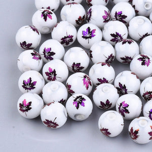 Glass Beads Electroplated Glass Beads 8mm Beads Maple Leaf Beads Unique Beads Jewelry Supplies 10pcs