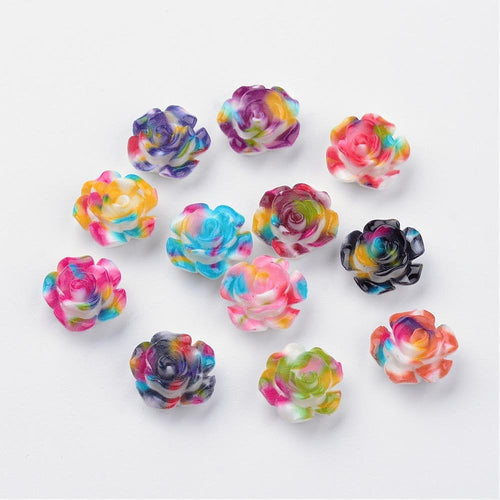 50 Tie Dye Flower Cabochons Rose Cabochons Flower Flatbacks Flat Back Flowers 13mm Bulk Supplies Wholesale 50pcs