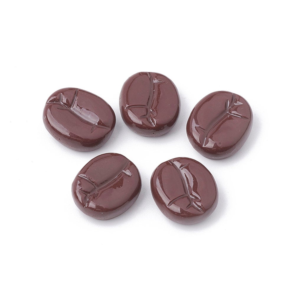 Coffee Bean Cabochons Brown Coffee Beans Resin Cabochons Resin Flatback Flat Back Cabochons Coffee Jewelry 10pcs