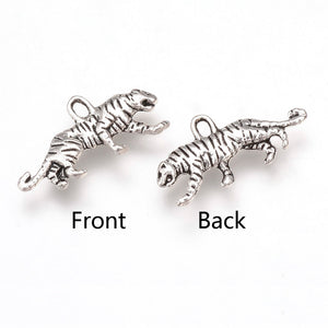 Tiger Charms Antiqued Silver Tiger Pendants Animal Charms Endangered Animals Save the Tigers Charms Wild Animal Charms BULK 50pcs