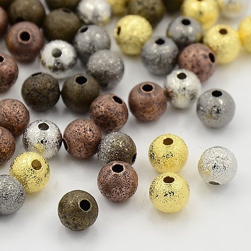 20 Brass Stardust Beads Assorted Colors Bronze Silver Gold Beads 6mm Brass Beads Mix