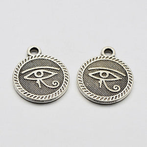 Egyptian Charms Eye of Horus Charms Antiqued Silver Eye Charms 2 Sided Egyptian Pendants Eye of Ra 10pcs 18mm