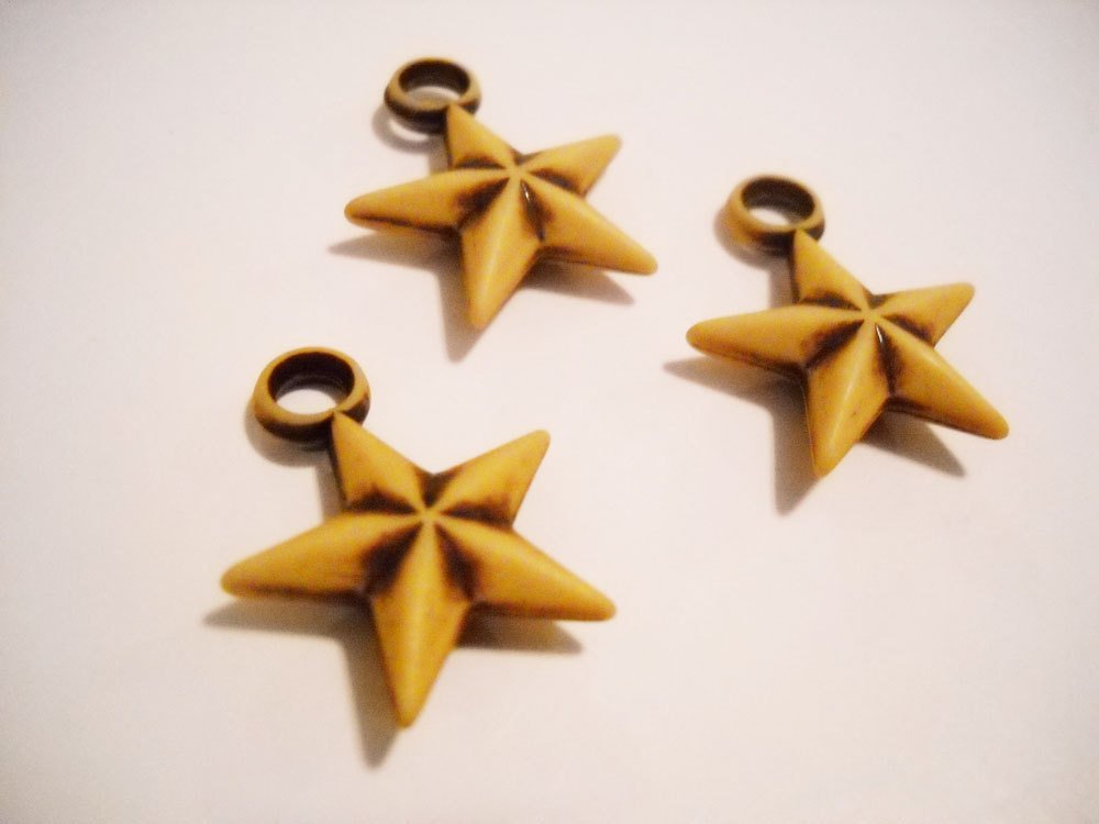 Star Charms Acrylic Charms Antiqued Bronze Star Charms Lone Star 5 point Star Charms 10 pieces