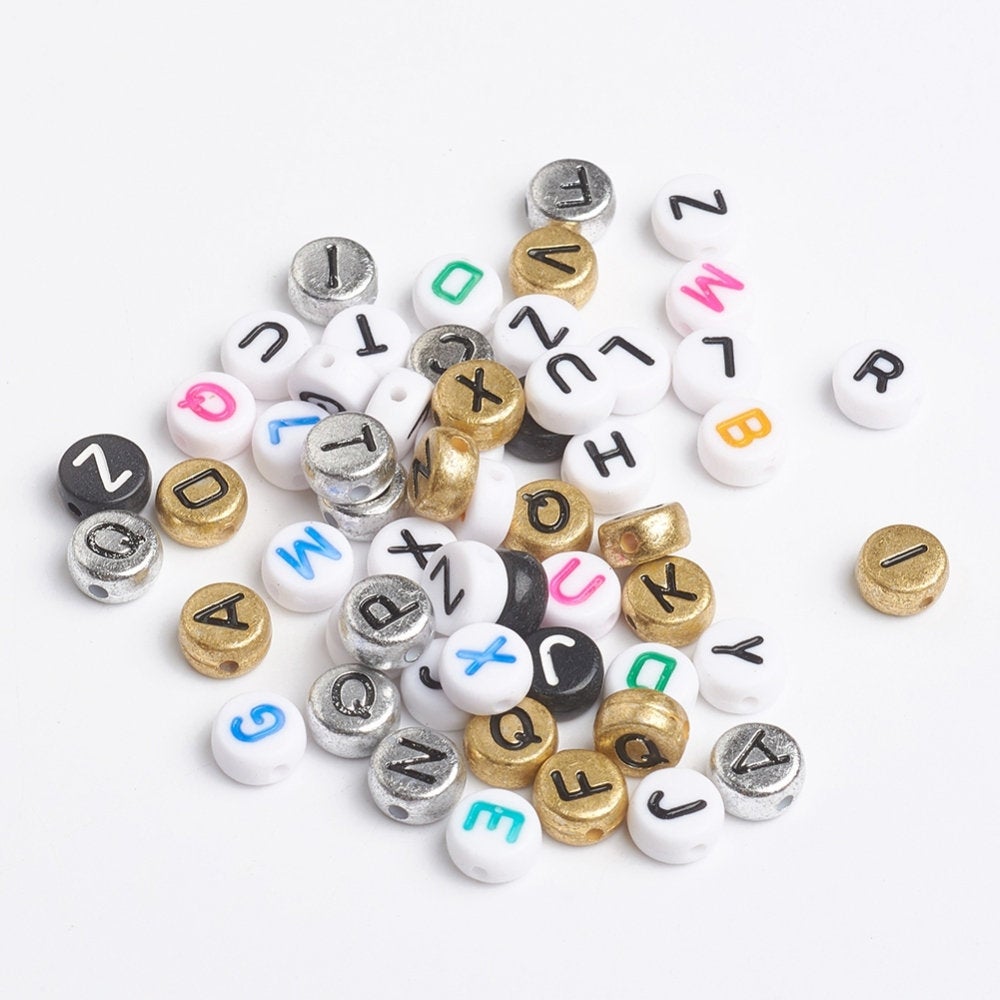 Letter Beads Alphabet Beads Mixed Letter Beads Wholesale Beads Bulk Beads 50 pieces 7mm