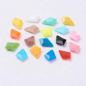 Drop Charms Acrylic Charms Mixed Kite Charms Tiny Drop Charms Faceted Charms 11mm Quadrilateral 20pcs