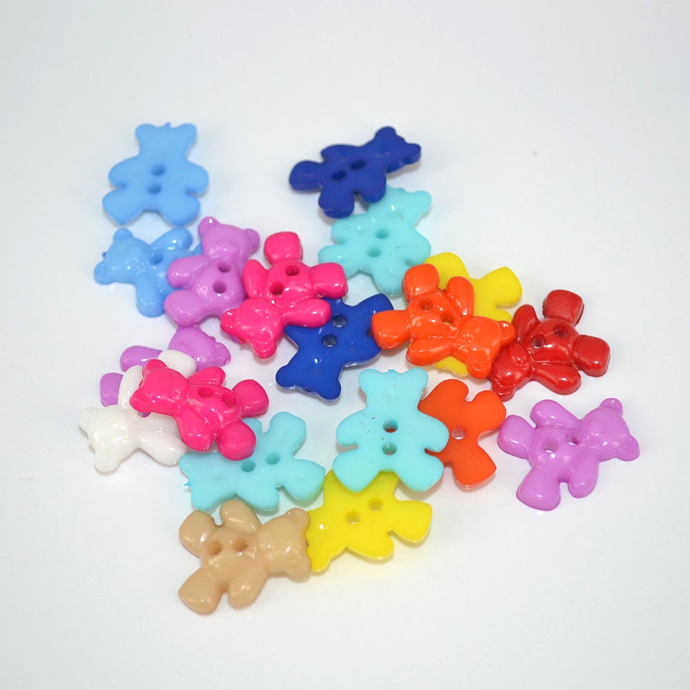 Teddy Bear Buttons Assorted Lot 2 Hole Buttons Resin Buttons Mixed Colors 20mm Sewing Supplies 20pcs