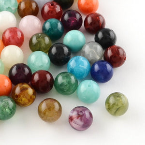 Acrylic Beads Mix Imitation Gemstone Beads 10mm Beads Assorted Beads Set Mixed Beads 20 pieces