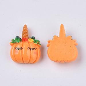 Halloween Cabochons Unicorn Pumpkin Flat Backs Halloween Flatbacks Findings Unicorn Cabochons 25pcs 22mm