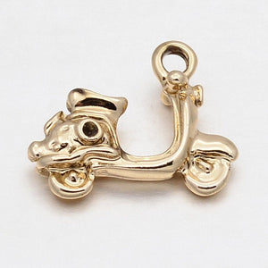 Gold Moped Charm Motorbike Charm Gold Charm Double Sided 19mm