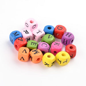 Letter Beads Alphabet Beads Wood Letter Beads Cube Alphabet Beads Wholesale Beads Bulk Beads 50 pieces 10mm