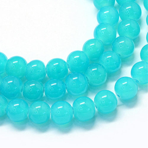 Teal Beads Teal Blue Beads 8mm Glass Beads 8mm Beads Light Blue Beads Jelly Beads Wholesale Beads BULK Beads Double Strand 106 pieces