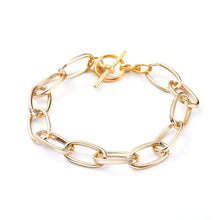 Load image into Gallery viewer, Gold Bracelet Charm Bracelet Gold Charm Bracelet Link Bracelet Link Chain Paperclip Chain Bracelet 7.25"