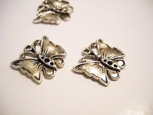 Butterfly Charms Antiqued Silver Butterfly Pendants Spring Charms Garden Charms 6 pieces