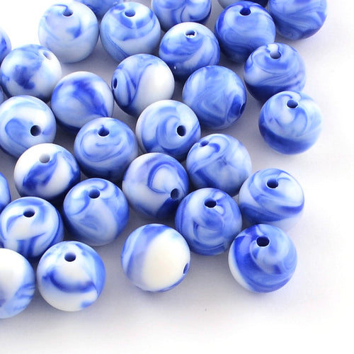 Marble Beads 10mm Acrylic Beads Swirled Beads Sky Beads Cloud Beads Bulk Beads Set 50pcs