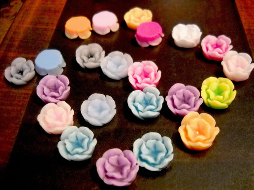 Flower Cabochons Resin Cabochons Resin Flower Assorted Cabochons Peony Flowers 13mm Flower Flatbacks Flat Back Flowers 20pcs