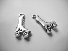 Load image into Gallery viewer, Roller Skate Charms Skate Pendants Skating Pendants Skating Charms Roller Derby Charms Antiqued Silver Charms Silver Skate Charms 10pcs