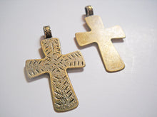 Load image into Gallery viewer, Cross Pendant Antiqued Bronze Cross Pendant Religious Pendant Textured Cross Christian Pendant Catholic Cross Focal Pendant