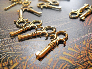 Skeleton Key Charms Gold Key Charms Steampunk Keys Gold Keys Key Pendants Gold Key Pendants Steampunk Supplies Wholesale 20pcs