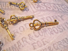 Load image into Gallery viewer, Gold Keys Gold Charms Key Charms Skeleton Keys Gold Key Charms Wholesale Keys Key Pendants Antique Gold Keys 10 pieces