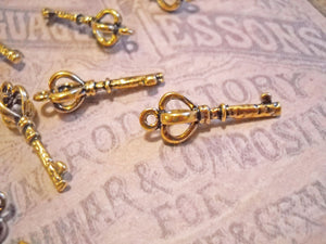 Gold Keys Gold Charms Key Charms Skeleton Keys Gold Key Charms Wholesale Keys Key Pendants Antique Gold Keys 10 pieces