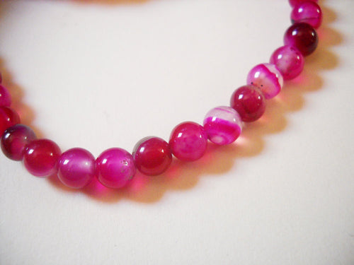 Striped Agate Gemstone Beads Pink White 6mm Authentic Gemstones Sold per 15