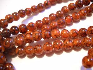 Glass Beads Burnt Orange Beads Marbled Glass Beads Speckled Beads 6mm Glass Beads 6mm Beads BULK Beads Wholesale Beads 140 pieces