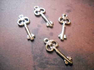 Bulk Skeleton Keys Silver Key Charms Steampunk Keys Silver Charms Wholesale Keys Bulk Charms 100 pieces