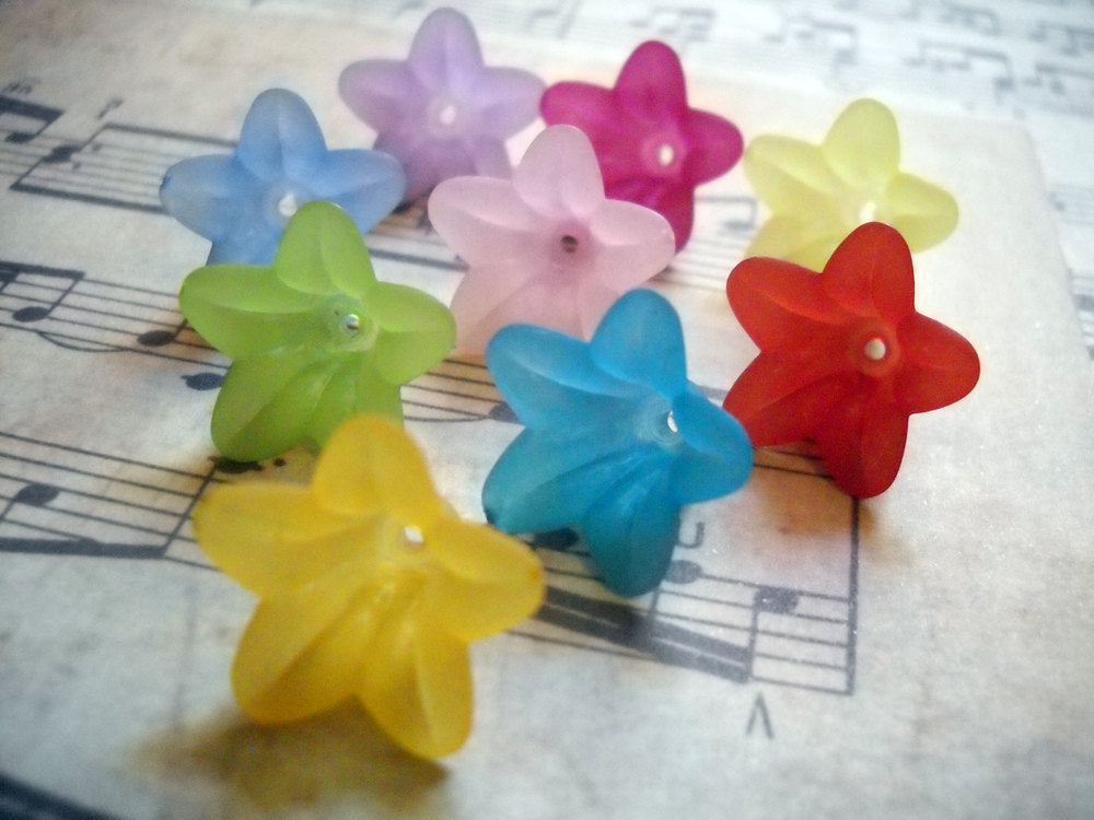 Flower Beads Frosted Flower Beads Acrylic Flower Beads Assorted Beads Mix BULK Beads Lily Beads 200pcs 14mm