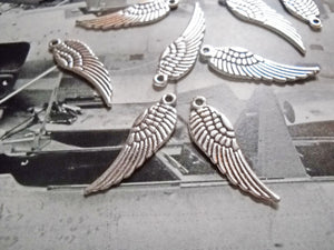 Angel Wing Charms Silver Angel Wings Silver Angel Charms Silver Charms BULK Charms Wholesale Charms 50 pieces