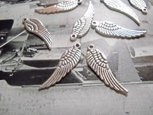 Load image into Gallery viewer, Angel Wing Charms Angel Wing Pendants Wings Antiqued Silver Angel Wings Charms 30mm 24 pieces Double Sided WIngs