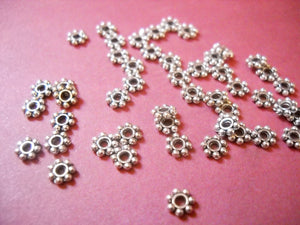 Metal Spacer Beads Spacers Antiqued Silver Beads 4mm Spacers 4mm Beads Flower Spacer Beads BULK Beads 100 pieces