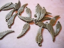Load image into Gallery viewer, Miniature Angel Wing Charms Double Sided Antiqued Bronze Tiny Findings 17mm Sold per pkg of 10