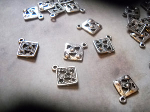 Geometric Charms Square Charms Antiqued Silver Square Charms Shape Charms Square Pendants Drops 10 pieces