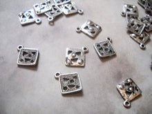Load image into Gallery viewer, Geometric Charms Square Charms Antiqued Silver Square Charms Shape Charms Square Pendants Drops 10 pieces