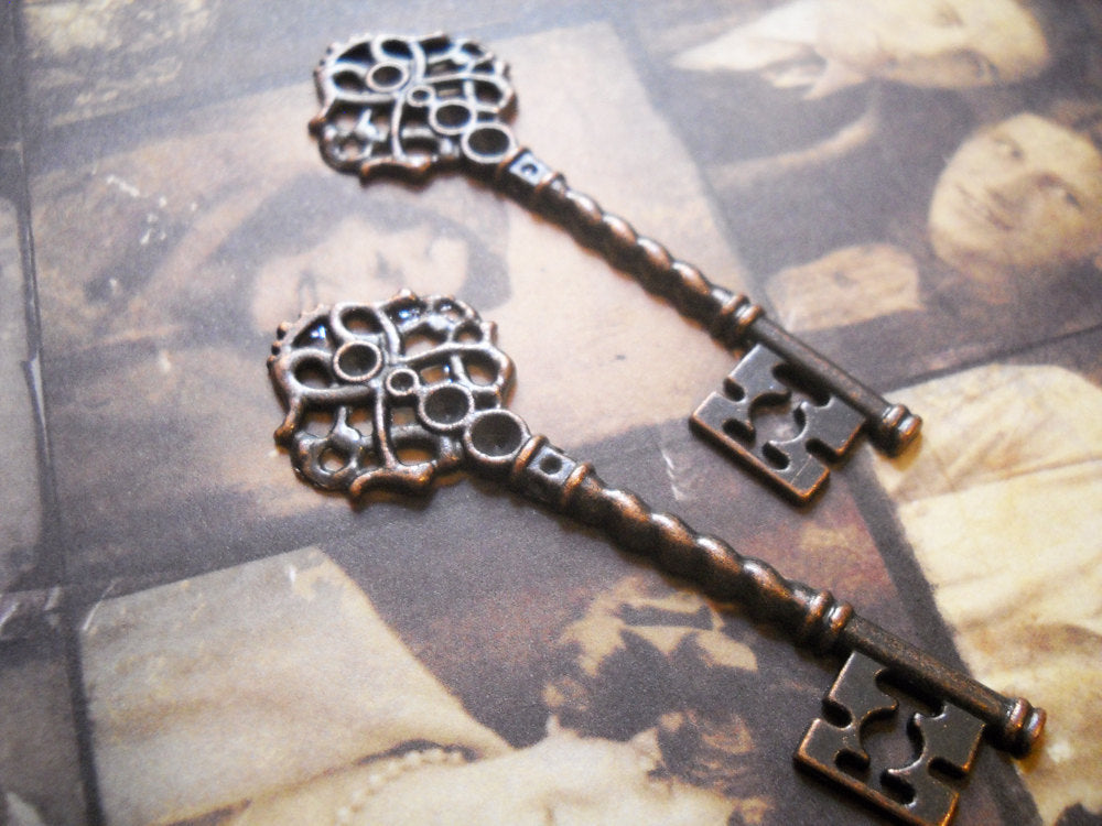 Copper Keys Copper Key Charms Key Pendants Skeleton Keys Wholesale Keys Steampunk Keys Steampunk Charms Copper Charms 5 pieces