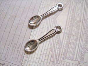 Spoon Charms Silver Spoon Charms Spoon Pendants Kitchen Charms Cooking Charms Miniature Charms 10 pieces