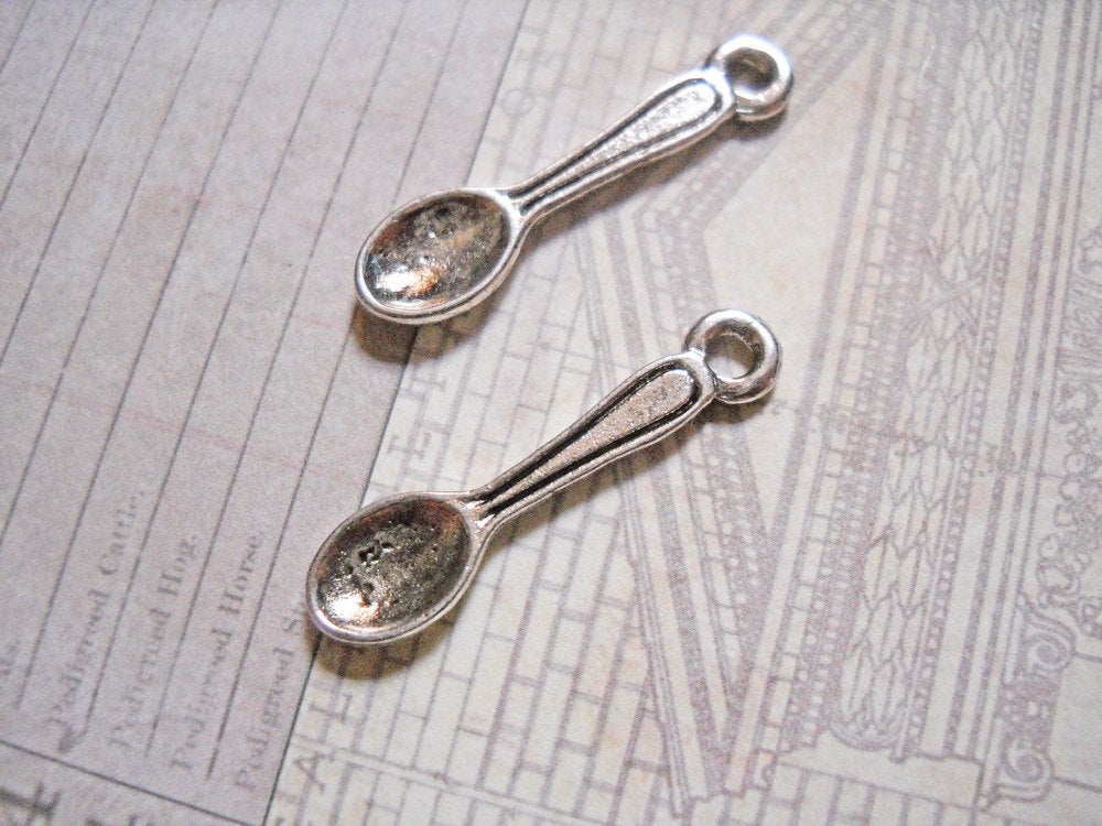 Spoon Charms Silver Spoon Charms Spoon Pendants Kitchen Charms Cooking Charms Miniature Charms 10 pieces PREORDER